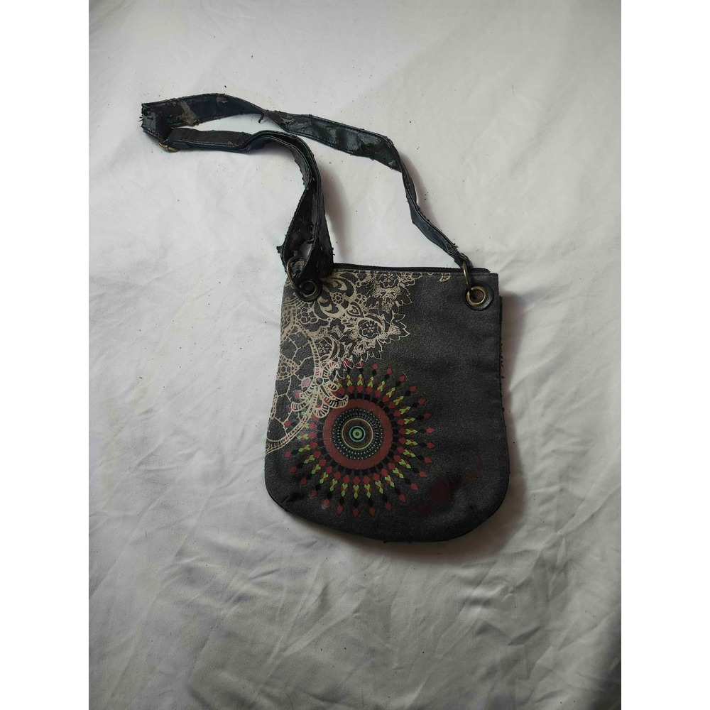 Desigual‎ Boho Crossbody Bag Floral Mandala Canvas Purse Embroidered Sequins